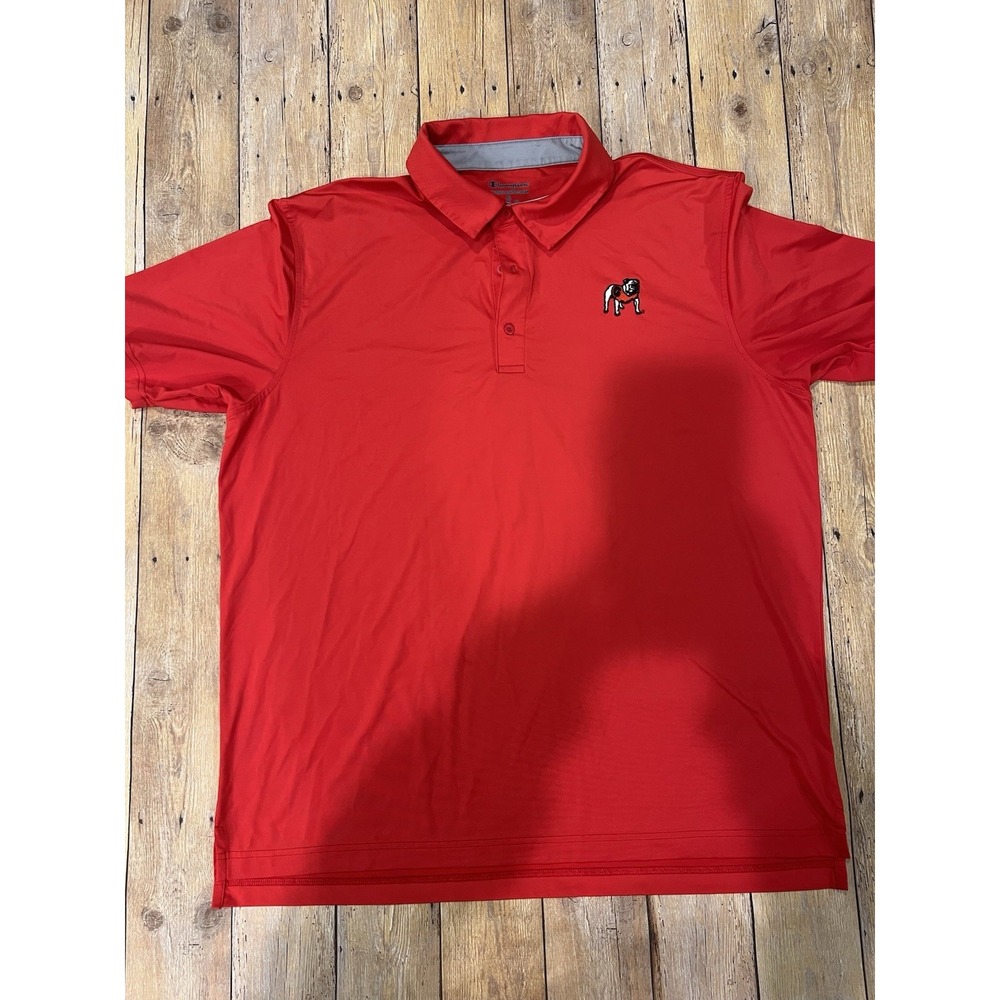 Champion UGA University of Georgia Bulldogs Golf Polo MenXL Red Standing Bulldog